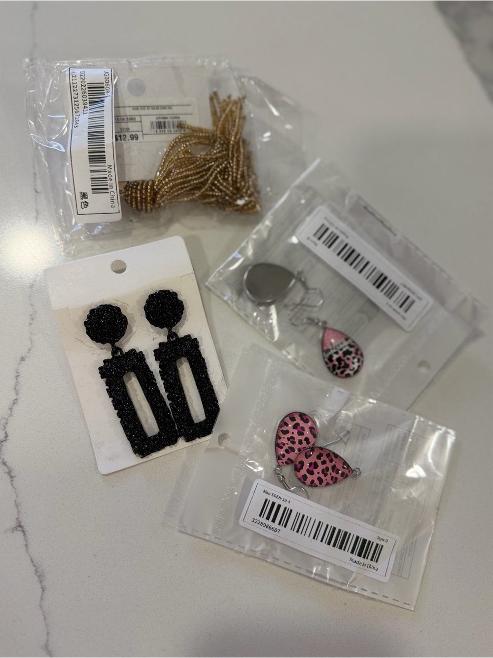 Womens  Pink Leopard Heart Drop Earrings - Unbranded all together 4 pairs